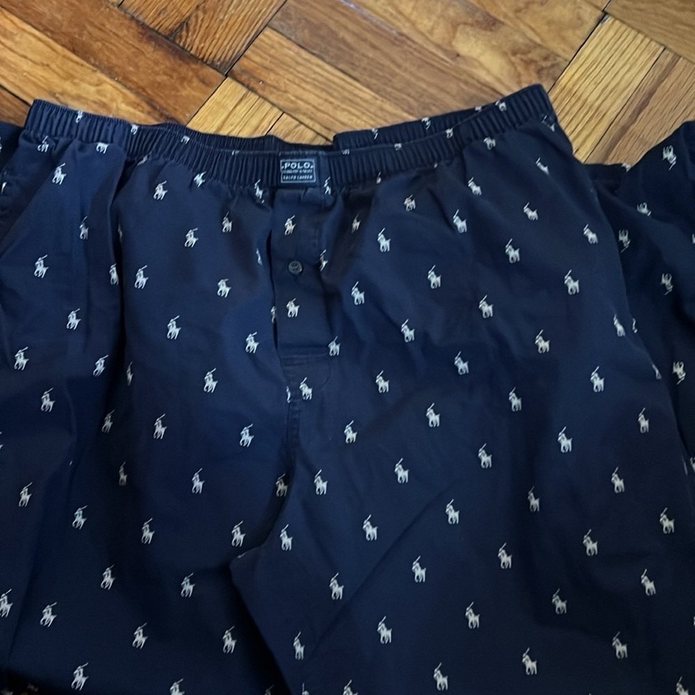 polo ralph lauren navy sleep pants size: M but its stretched real fit: XL - Picture 2 of 6